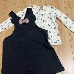 ネイビーサロペットと長袖シャツセット