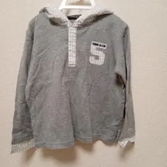 コムサイズム 110 長袖 フード付き シャツ グレー