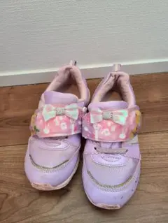 ラプンツェル　スニーカー　光る　リボン付きパープルスニーカー　プリンセス