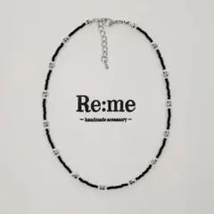 【再販】ブラック × クリア ×シルバー ｜ビーズネックレス｜ハンドメイド