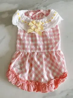 キャンナナCanNana花柄フリル犬服 グレーとピンク 新品未使用タグ付き