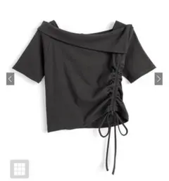 GRL オフショルドロストテレコトップス　チャコール