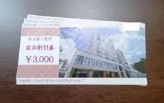 【9000円分】トーセイ株主優待宿泊割引券3枚/期限27年2月