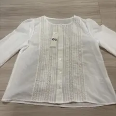 GU レースコンビネーションブラウス 長袖 ホワイト