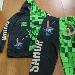 マイクラ✕イタリアンブレインロットフードパーカーとパンツセット116-128