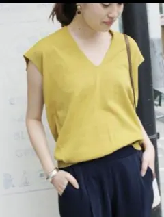 スローブイエナ✩ Vネックニュアンスフレンチスリーブプルオーバー