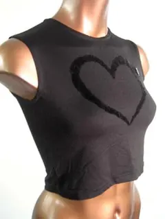 新品❤️MORGAN DE TOI ❤️黒 ハート刺繍 クロップドノースリーブ ♪