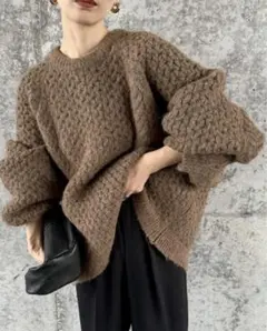 人気！新品 SELECT MOCAオーバーサイズハニカムニット ケーブルニット