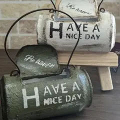 男前リメ缶2個セット アンティーク調 HAVE A NICE DAYのサムネイル