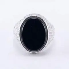 1969年 ロンドン ブラックオニキス シルバー925 シグネットリング 15号