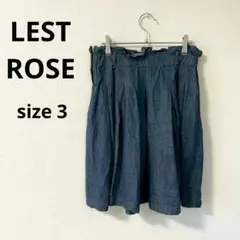 レストローズ ▶ スカート サイズ3 青 綿100% ひざ丈 フレア プリーツ有