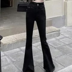 ハイウエストデニム　フレアデニム