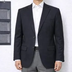 K2034五大陸✤良品/記名あり✤黒ストライプテーラードジャケットL相当 上のみ