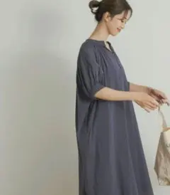 アーバンリサーチドアーズ　コットンボイルカフタンワンピース　ネイビー