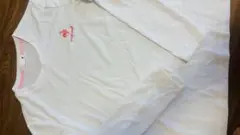 ホワイト 長袖Tシャツ Lサイズ ピンクロゴ