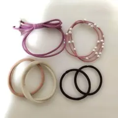ヘアゴム セット ブラウン 茶色 ピンク 三連ゴム