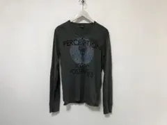 本物ディーゼルDIESELコットンVネックプリント長袖ロンTシャツメンズ黒S