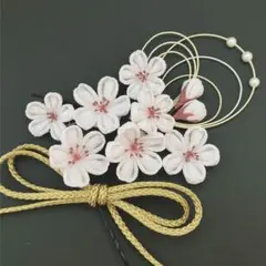 e-19 桜つまみ細工　水引髪飾り　卒業式　成人式　袴　着物　ピンク