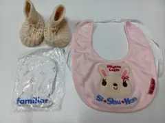 ピンクウサギスタイと靴下とミトンセット