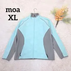 モア レディーススウェット(XL)薄緑 花柄 ジップアップ スタンドカラー
