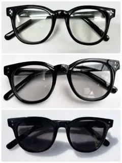 大人気調光レンズ 採用ブラックフレームUVブルーライトカットグレーレンズケース付