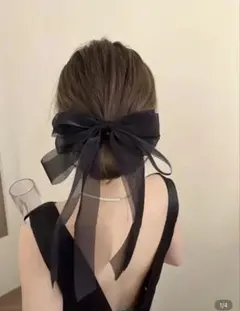 新作新品 上品 BIG おリボン バレッタ 黒