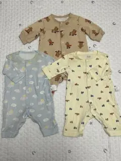 ユニクロ　カバーオール　長袖　3枚セット　60サイズ　新生児　キルト
