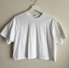 コットンオーバーサイズクロップド　UNIQLO 白Tシャツ