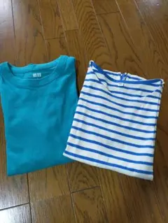 専用です【ユニクロ】ターコイズ＆ストライプTシャツセット