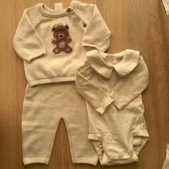 ベビー服　クマ柄セットアップandボディスーツ　ホワイト