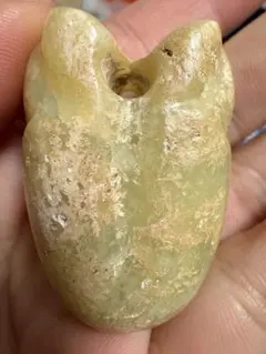 時代物 和田青白玉(ホータン) 細工彫り蝉 玉蝉佩 根付 緒締玉 提げ物