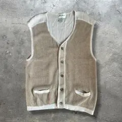 old EDDIE BAUER コットンリネンベスト サマーニット XLのサムネイル