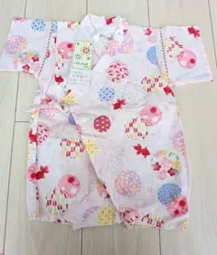 新品　くろわっさんすべべ　ベビー甚平　ベビー浴衣　ピンク　綿100%