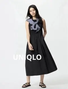 【UNIQLO】今期コンビネーションワンピース❤︎新品未使用❤︎Lサイズ❤︎6月購入