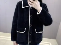 ミンク フェイク ショート ニット ジャケット レディース