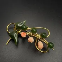 B34 ヴィンテージ ゴールド ブローチ 花 フラワー