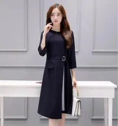 ワンピース シフォンドレス フォーマル 七分袖