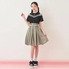 メゾピアノジュニア　肩スリットドッキングワンピース S(140) 黒