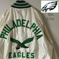 90s BUTWIN/NFL EAGLES スタジャン/L/ホワイト/USA製のサムネイル