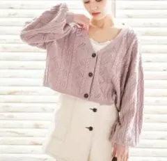 ヘザー　ピンク カーディガン　トップス　アウター　ニット　Heather