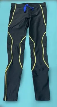 WACOAL ランニング ランレギンス 黒色に黄色のライン メンズ