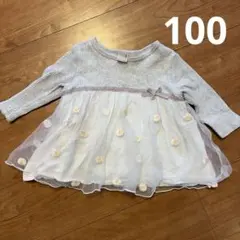 petit main 花柄刺繍付きチュニック　100