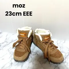 モズ23cm3Eワイドブラウン茶ボアブーツスエード幅広甲高ハイカットスニーカー