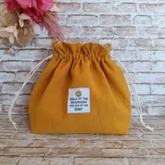 544.フリル口巾着　イエロー