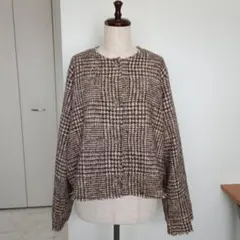 ［お好みに育てるシリーズ］ファンシーツイードジャケット　裏地付き　袖ロング