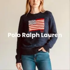 【良品】✨ポロラルフローレン 星条旗 国旗 刺繍 ニットセーター L相当