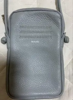 BEAURE ブルーグレー レザー スマホショルダーバッグ