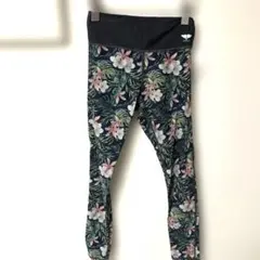 ヨガフィッネス用ハイウエストレギンス　トロピカルネイビーＳサイズspout#88