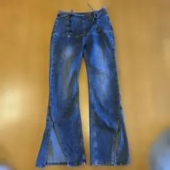 Dazy レースアップ フレアデニムパンツ L