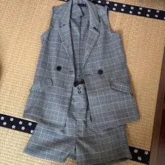 Lovetoxic チェック柄 ジレ＆パンツセット S